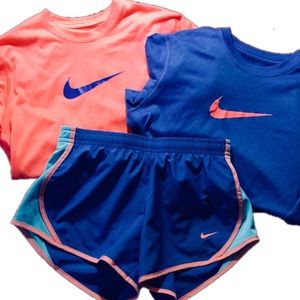 Matching Nike Dri-Fit t-shirts and running shorts